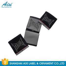 Black Color Personalized Custom Fabric Labels For Clothes , Logo Design